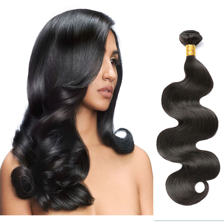 Thumbnail: 12A 100% Unprocessed Brazilian Virgin Hair Body Wave Bundle 1B Natural Black