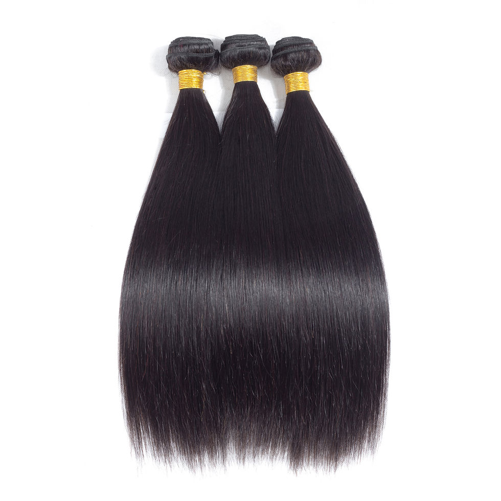 Thumbnail: 12A 3 Straight Bundles Brazilian Virgin Hair 1B Natural Black
