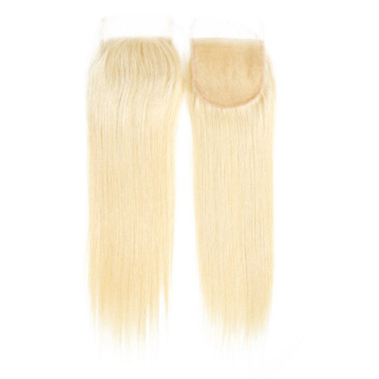 Thumbnail: 10A #613 Blonde Straight 3 Bundles with 4“x 4" Transparent Closure 100% Raw Hair