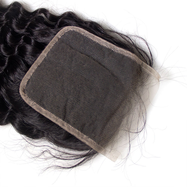 Thumbnail: HD 4x4 Lace Closure Loose Wave 12A Brazilian Virgin Hair #1B Natural Black