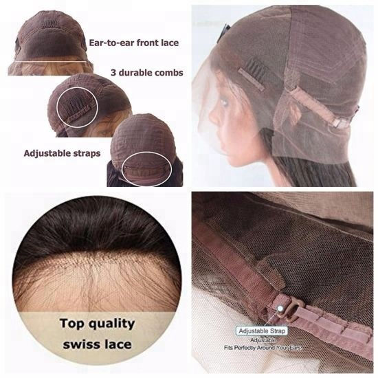 Thumbnail: 10A Deep Wave Full Lace Wig Free Part 180% Density  Brazilian Virgin Hair Black