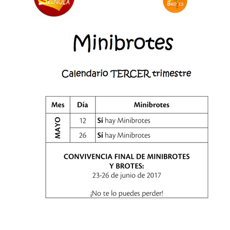 Ya tenemos los horarios de Minibrotes, Brotes 1 y Brotes 2