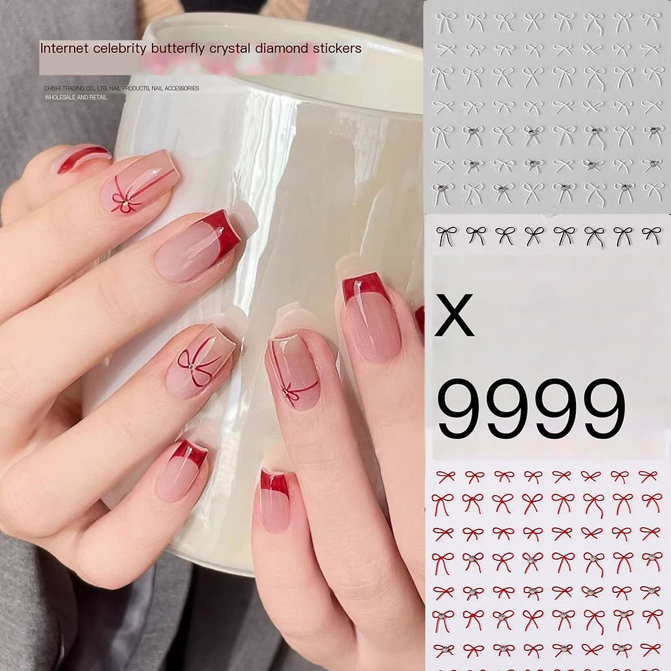 Miniatura: New Crystal Bow Nail Stickers with Elegant Lines