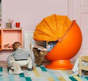 Kursi putar+kanopi lipat IKEA PS LOMSK SWIVEL Chair / Egg Chair Orange DOME