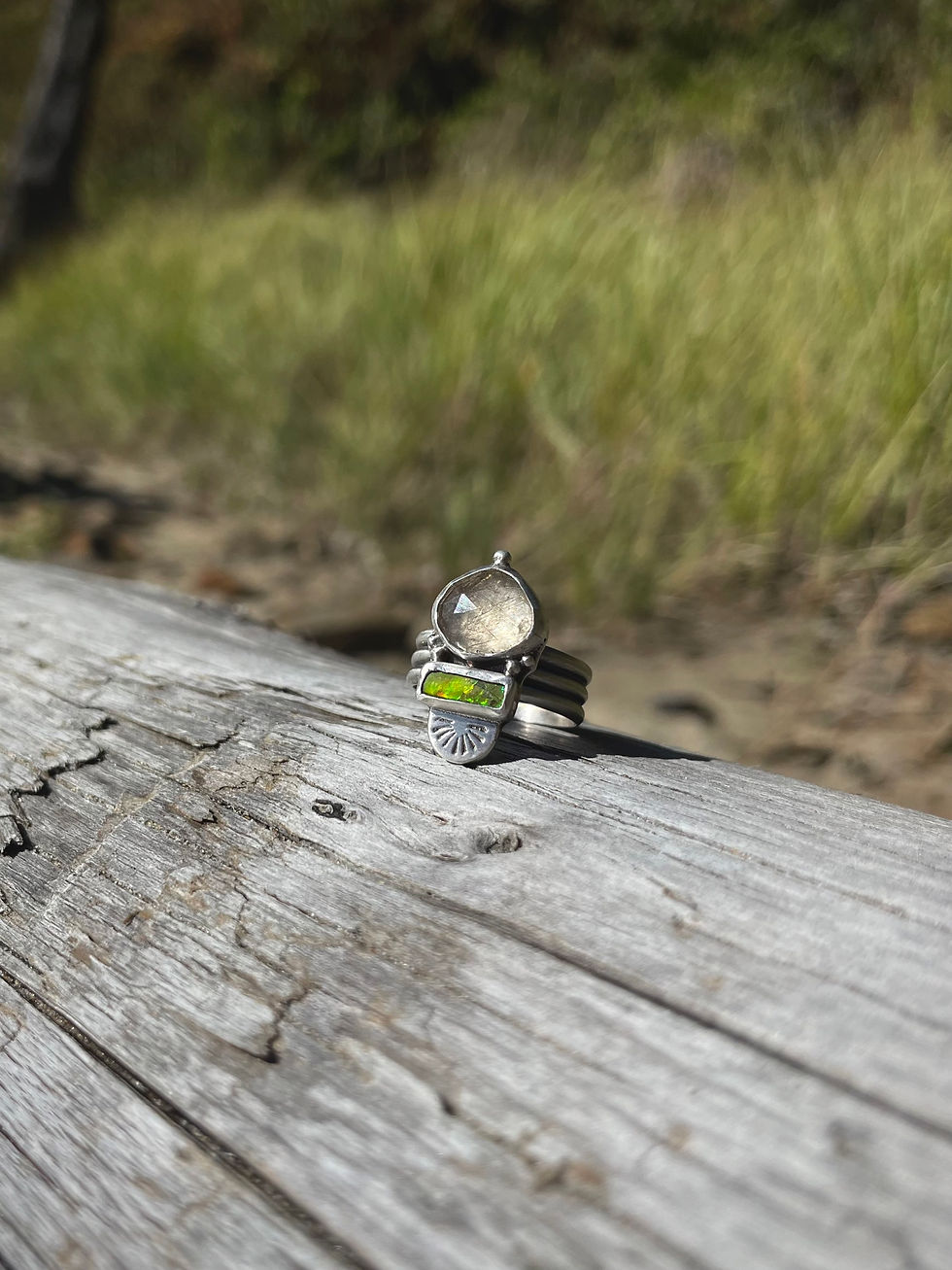Thumbnail: Ritualized Quartz & Ammolite Ring • 7 