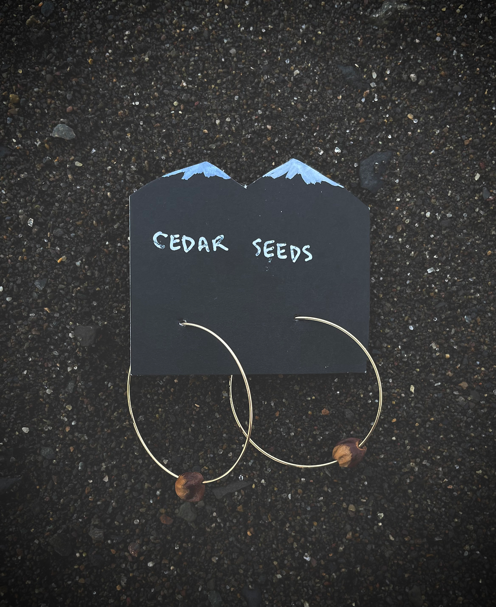 Thumbnail: Cedar Seed Hoops - 14k gold 