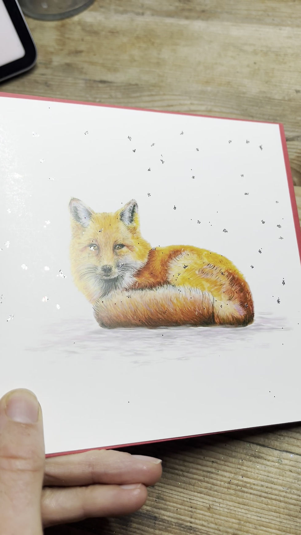 Thumbnail: A handsome red fox in the snow Christmas art card