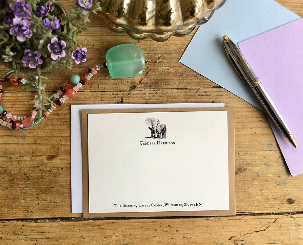 Thumbnail: Elephant love luxury personalised note cards