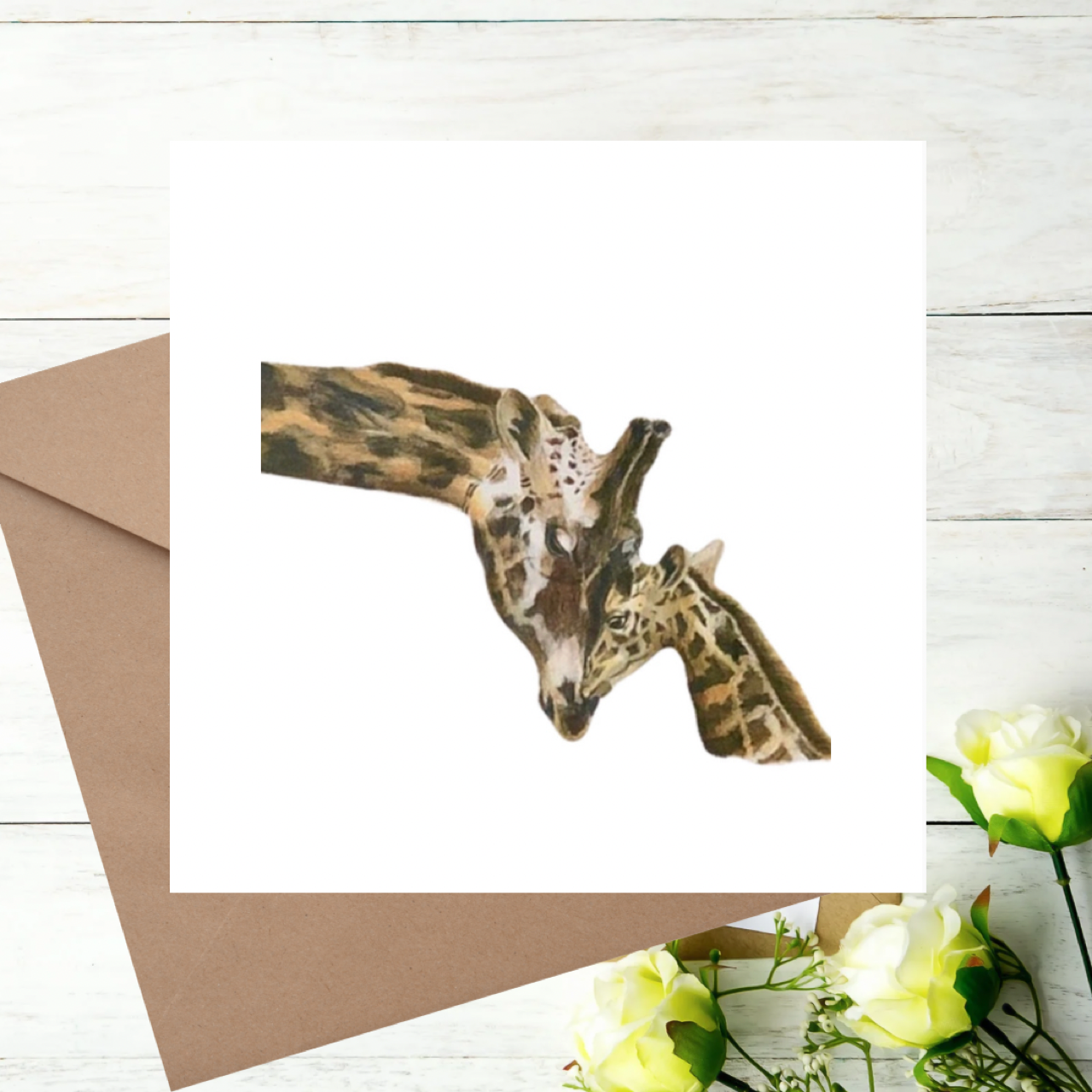 Giraffe illustration Greeting art card: Stand Tall Little one