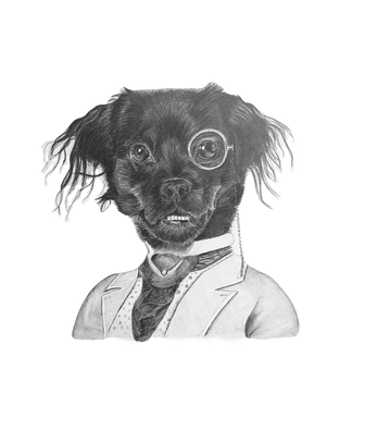 Pet caricature portrait, dog portrait, pencil portrait, Sevenoaks, Kent