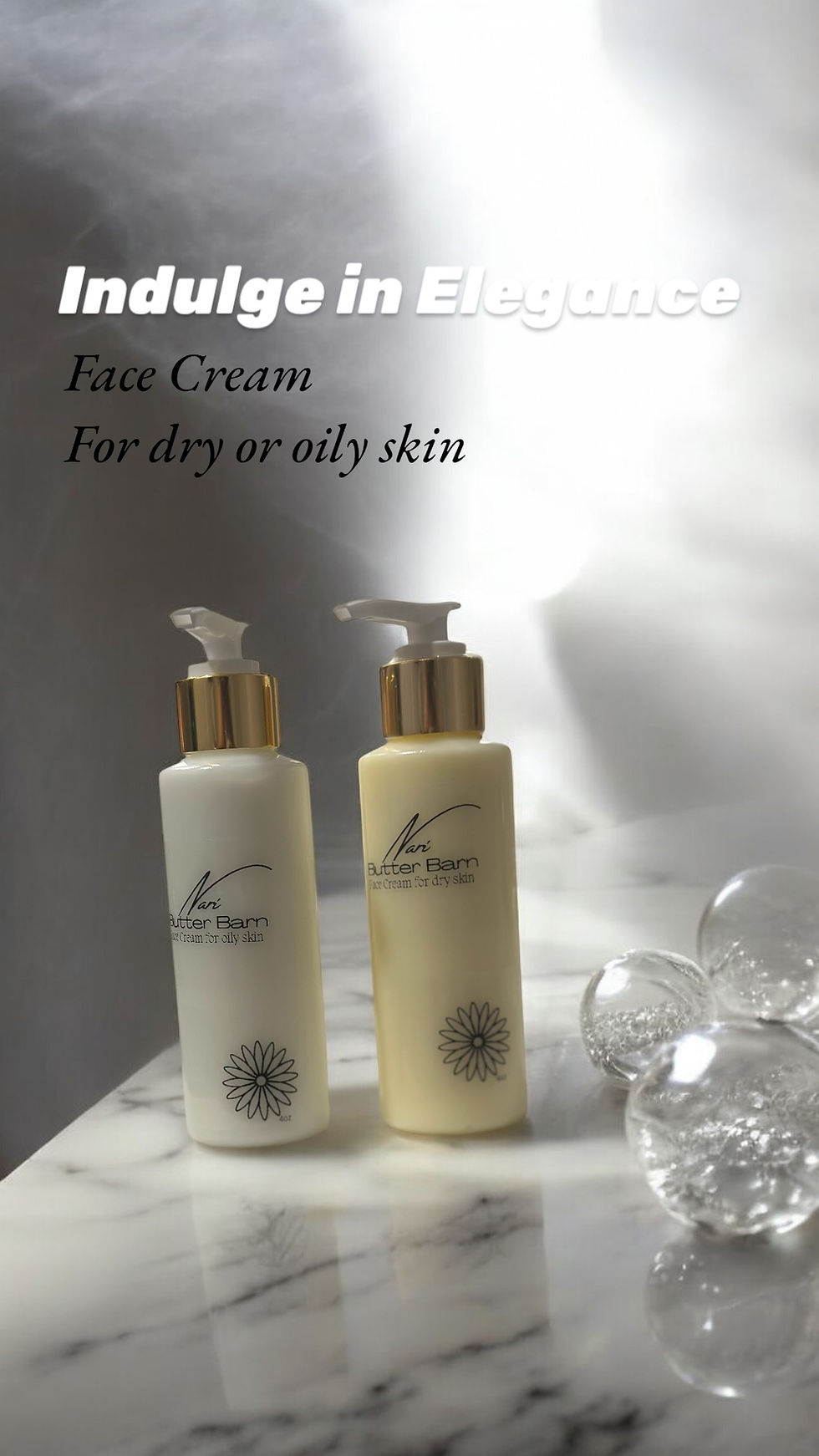 Bottle of natural face cream for sensitive skin