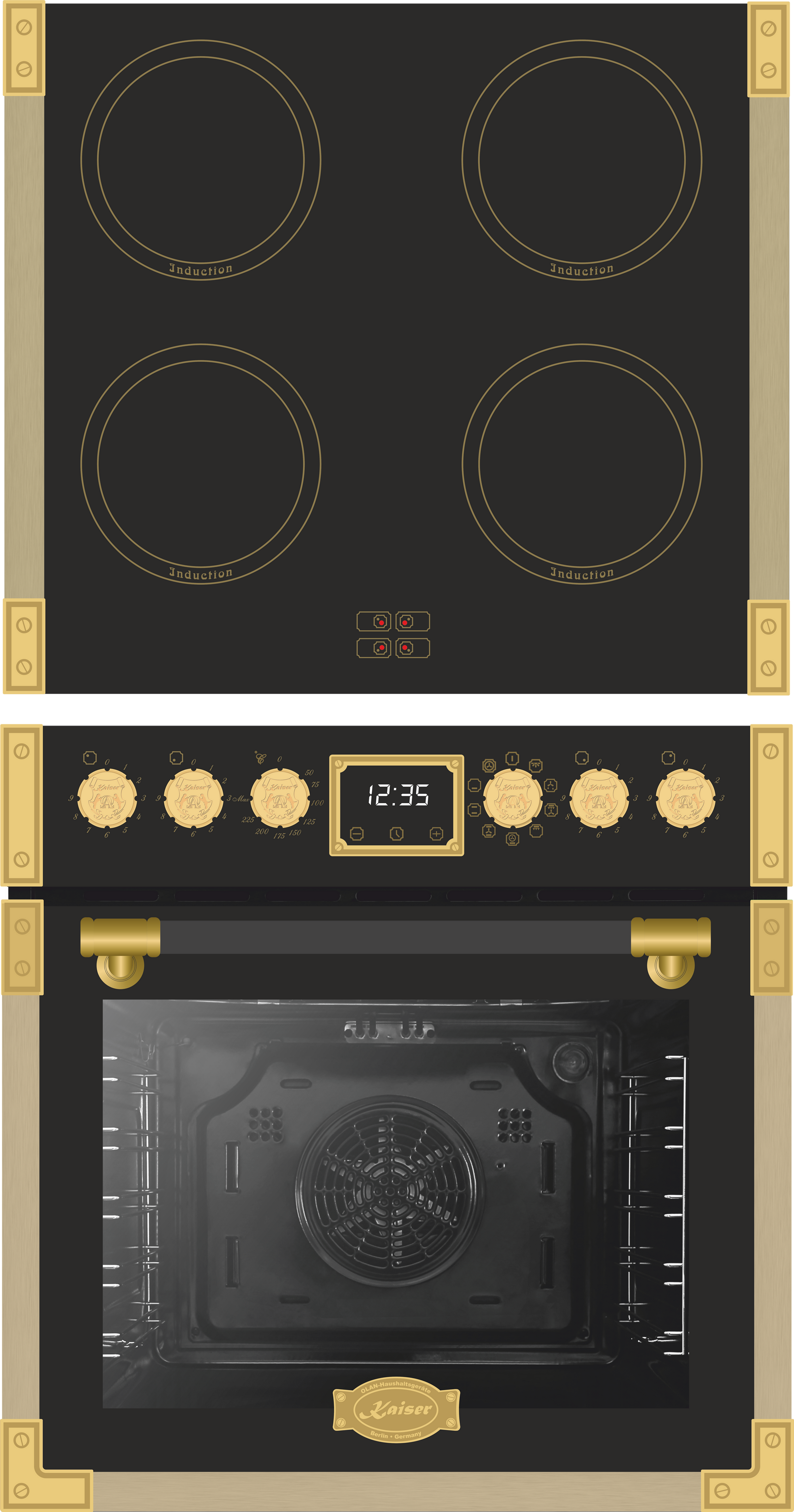 Art Deco Dependent Built-in Oven Set (Black)
