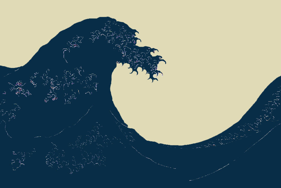 Vue du principe du Yin et du Yang dans la Vague de Hokusai
