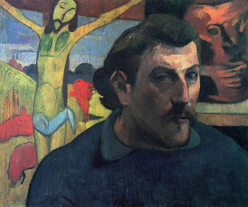 Paul Gauguin. Autoportrait au Christ jaune (1890-91) Huile sur toile, 38 × 46 cm, musée d’Orsay, Paris.