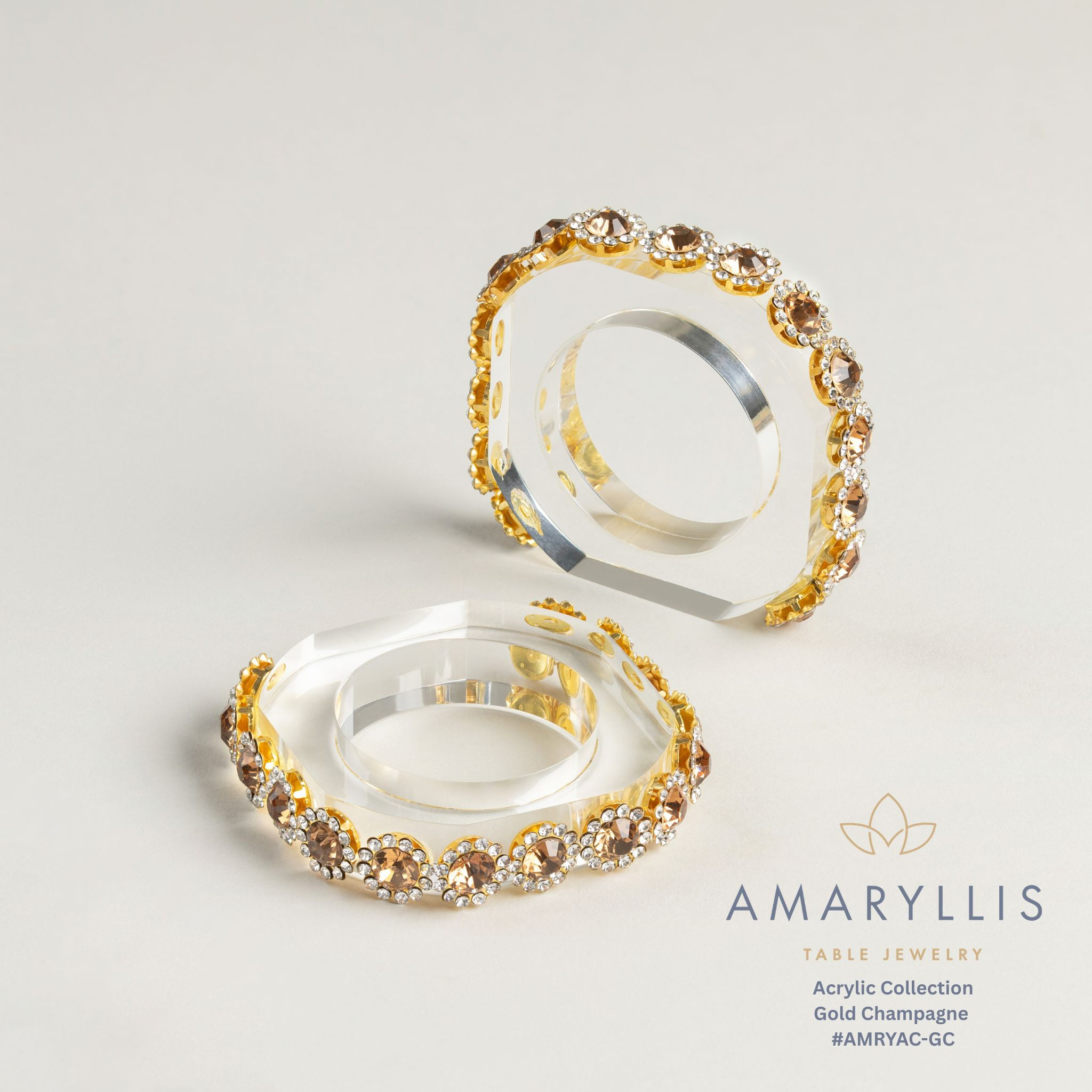 Gold Champagne Acrylic Ring, Set of 4