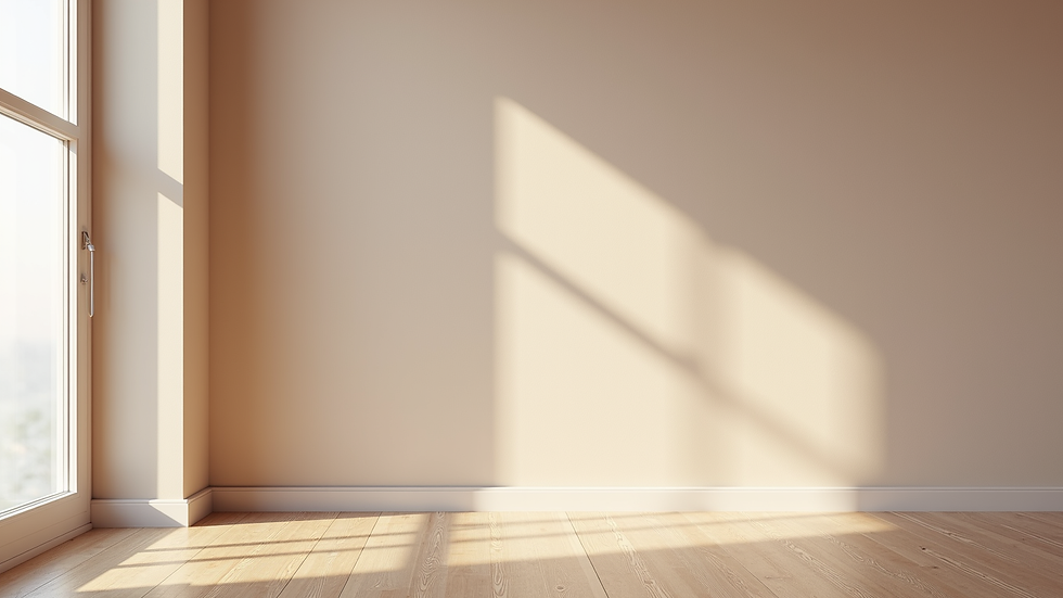 Eye-level view of a living room wall painted with satin finish paint
