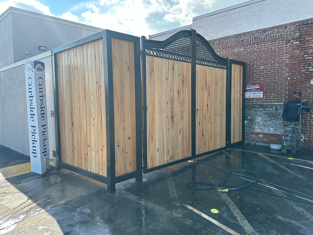 New wood and metal gate enclosure