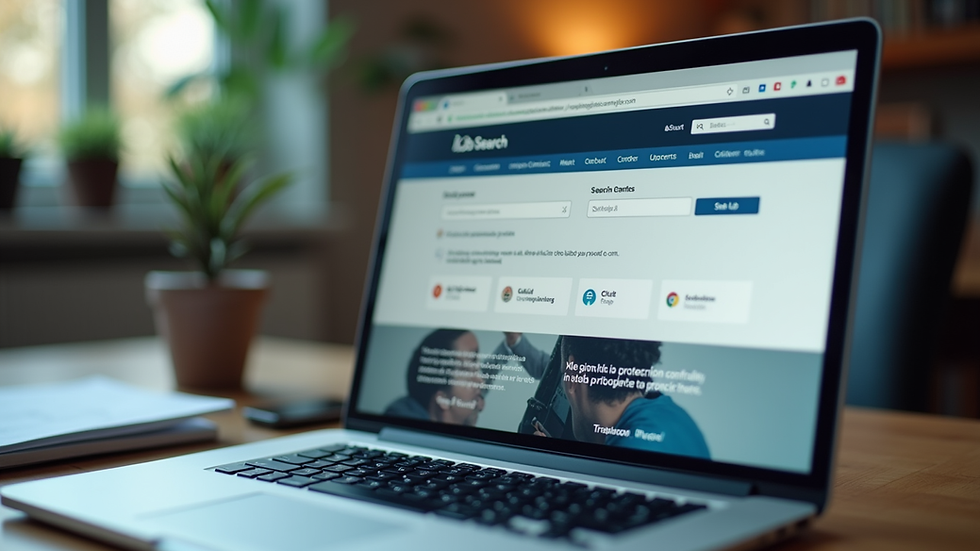 Close-up view of a laptop screen showing a job search website