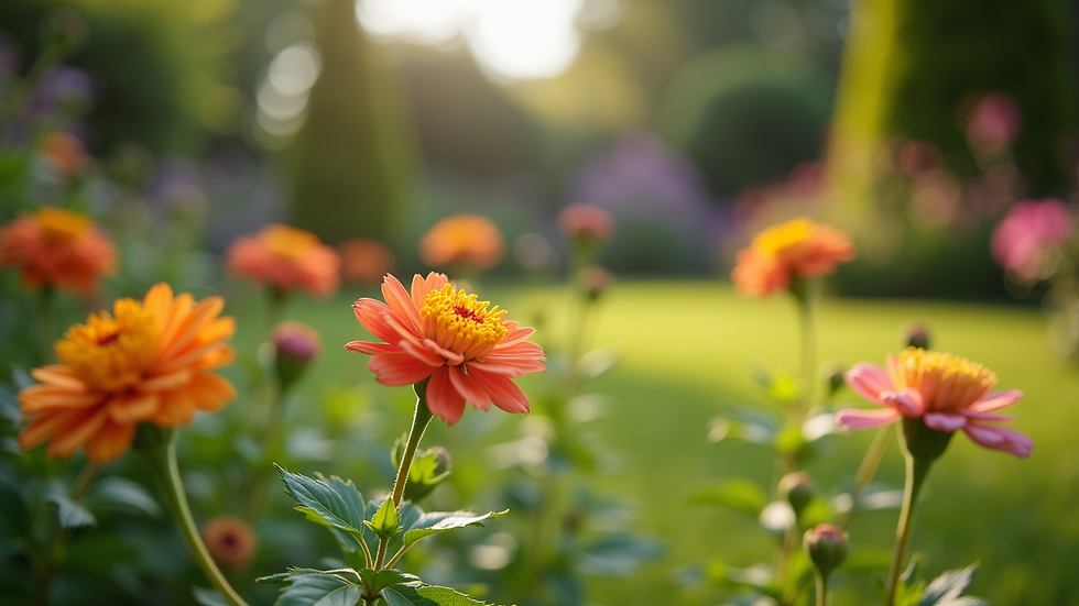Eye-level view of a well-maintained garden with colorful flowers