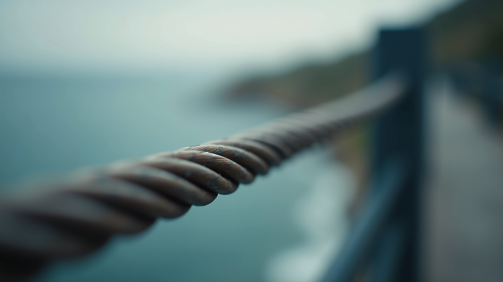 Close-up view of steel cable used in a horizontal lifeline system
