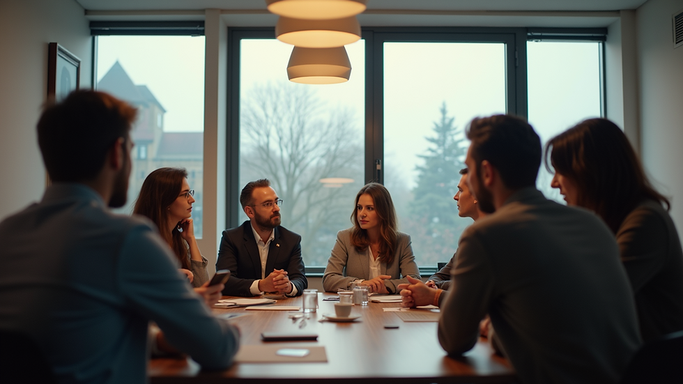 Eye-level view of a workshop setting with participants engaged in discussion