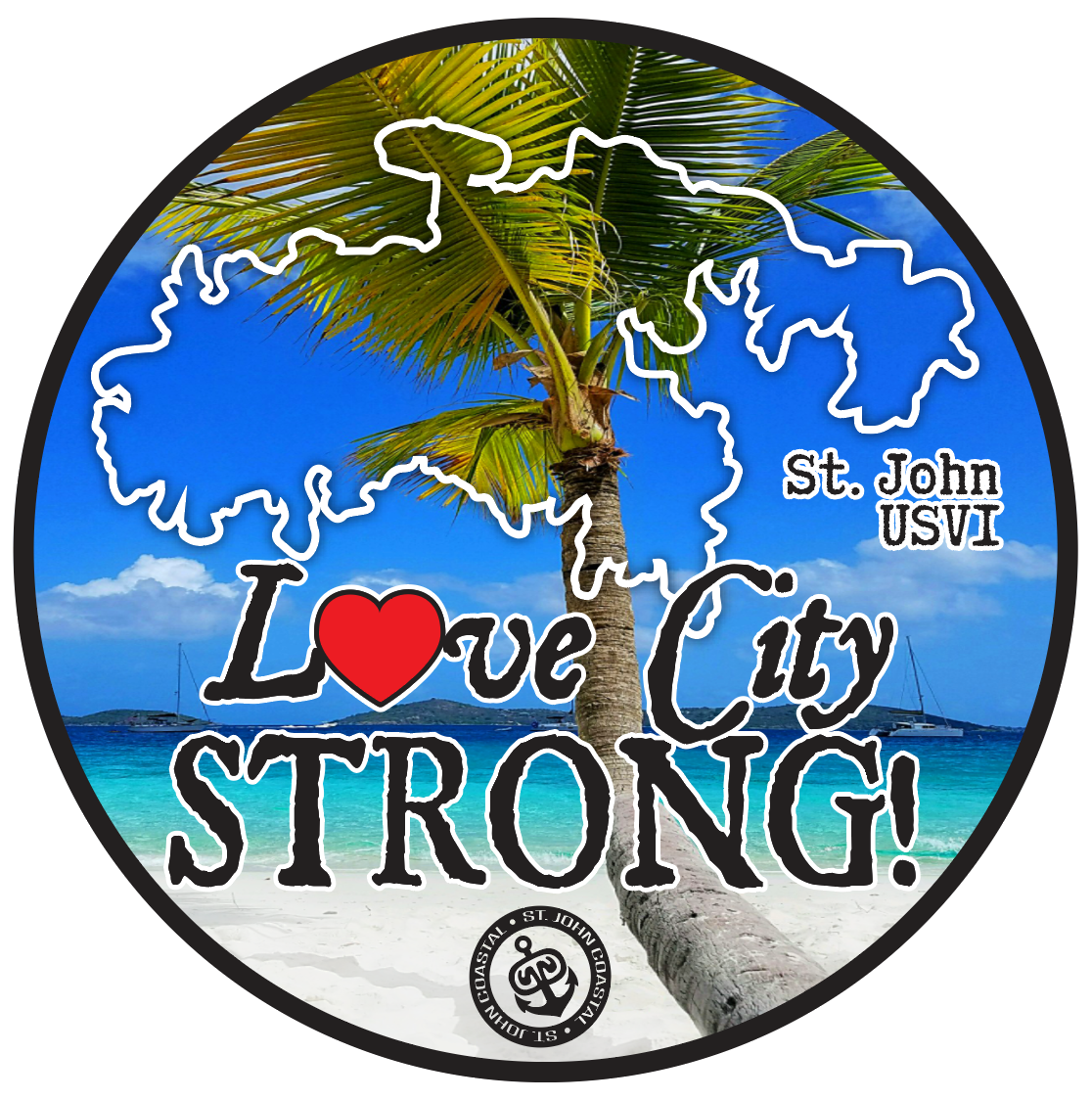 Love City Strong circle decal