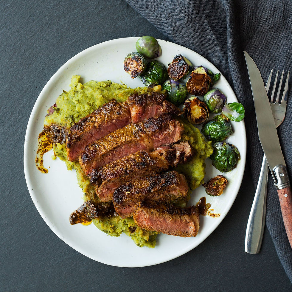 A cooked Pre steak ready to serve