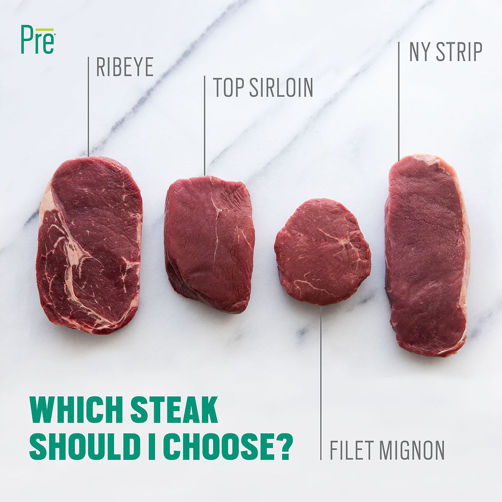 Graphic of Pre's four steak cuts