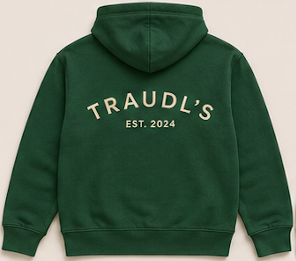 Traudl’s Chest Wordmark Hoodie – Forest