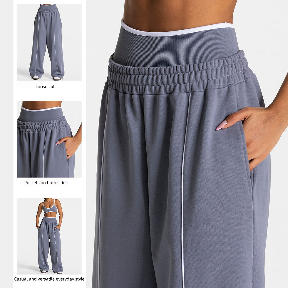 Thumbnail: Sport trousers women Loose Casual Wide Leg Pants with Pockets High Waist Gym Fas