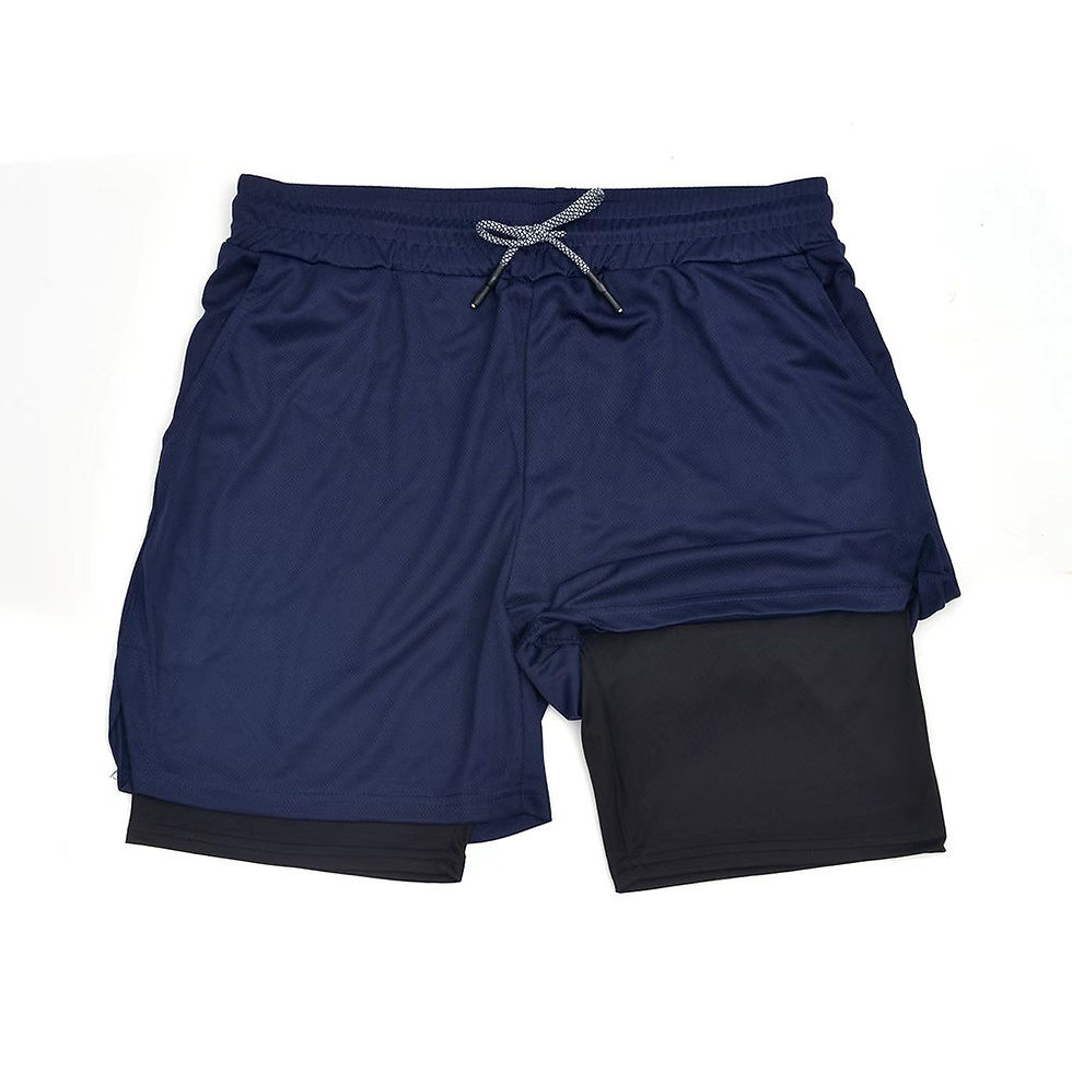 Thumbnail: Men Sport Shorts Sportswear Double-deck Running Shorts 2 In 1 Beach Bottoms Summ