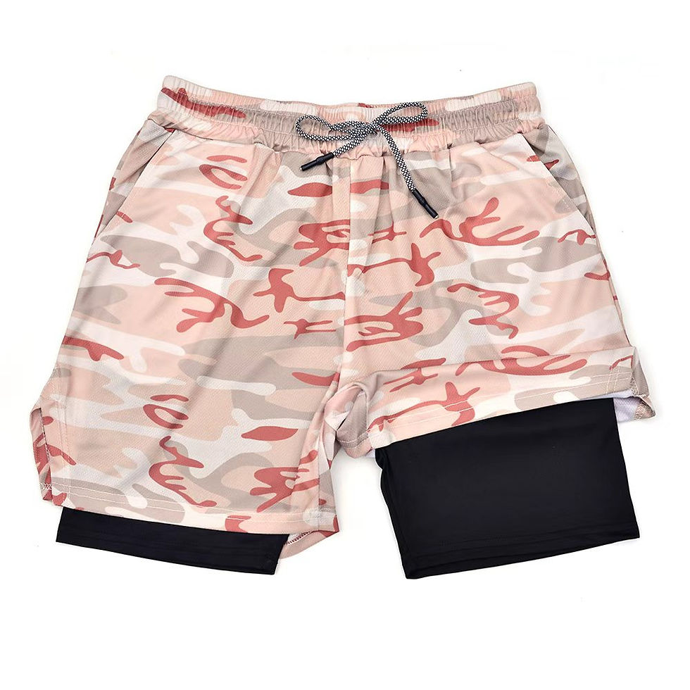 Thumbnail: Men Sport Shorts Sportswear Double-deck Running Shorts 2 In 1 Beach Bottoms Summ