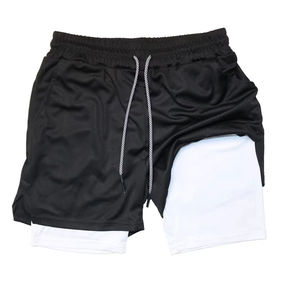 Thumbnail: Men Sport Shorts Sportswear Double-deck Running Shorts 2 In 1 Beach Bottoms Summ