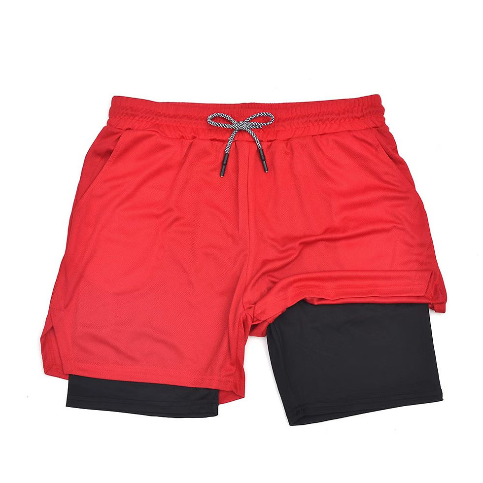 Thumbnail: Men Sport Shorts Sportswear Double-deck Running Shorts 2 In 1 Beach Bottoms Summ