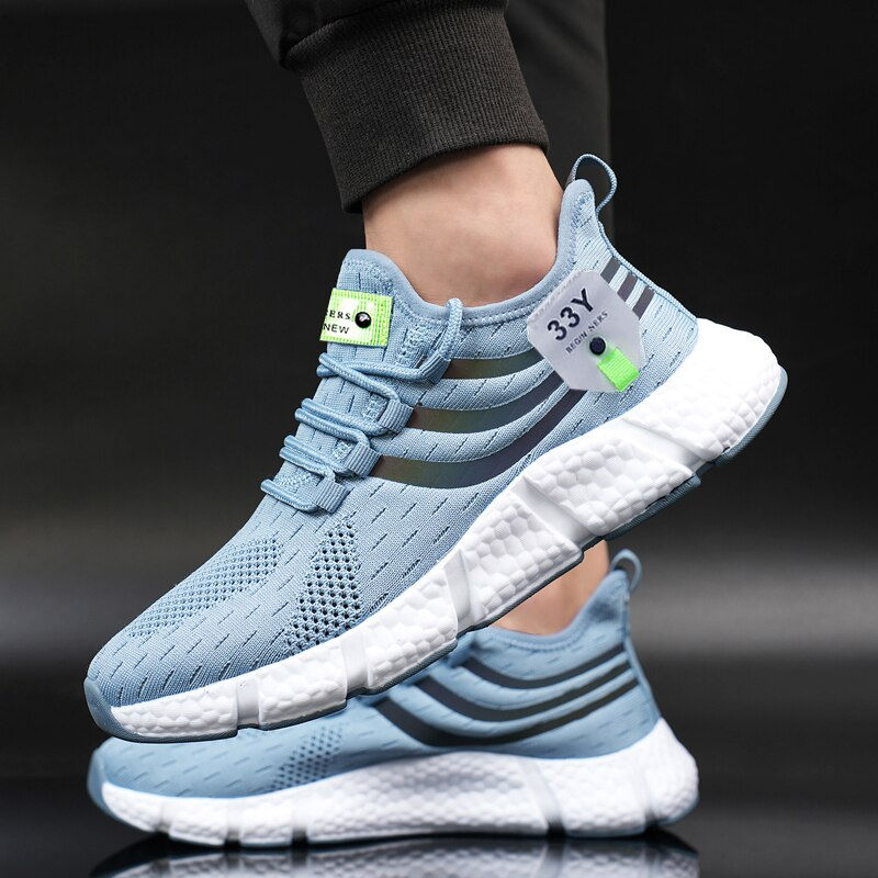 Men Casual Sport Shoes Breathable Lightweight Sneakers Outdoor Mesh Black Runnin