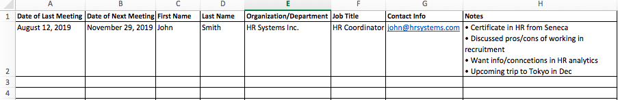 Excel spreadsheet template
