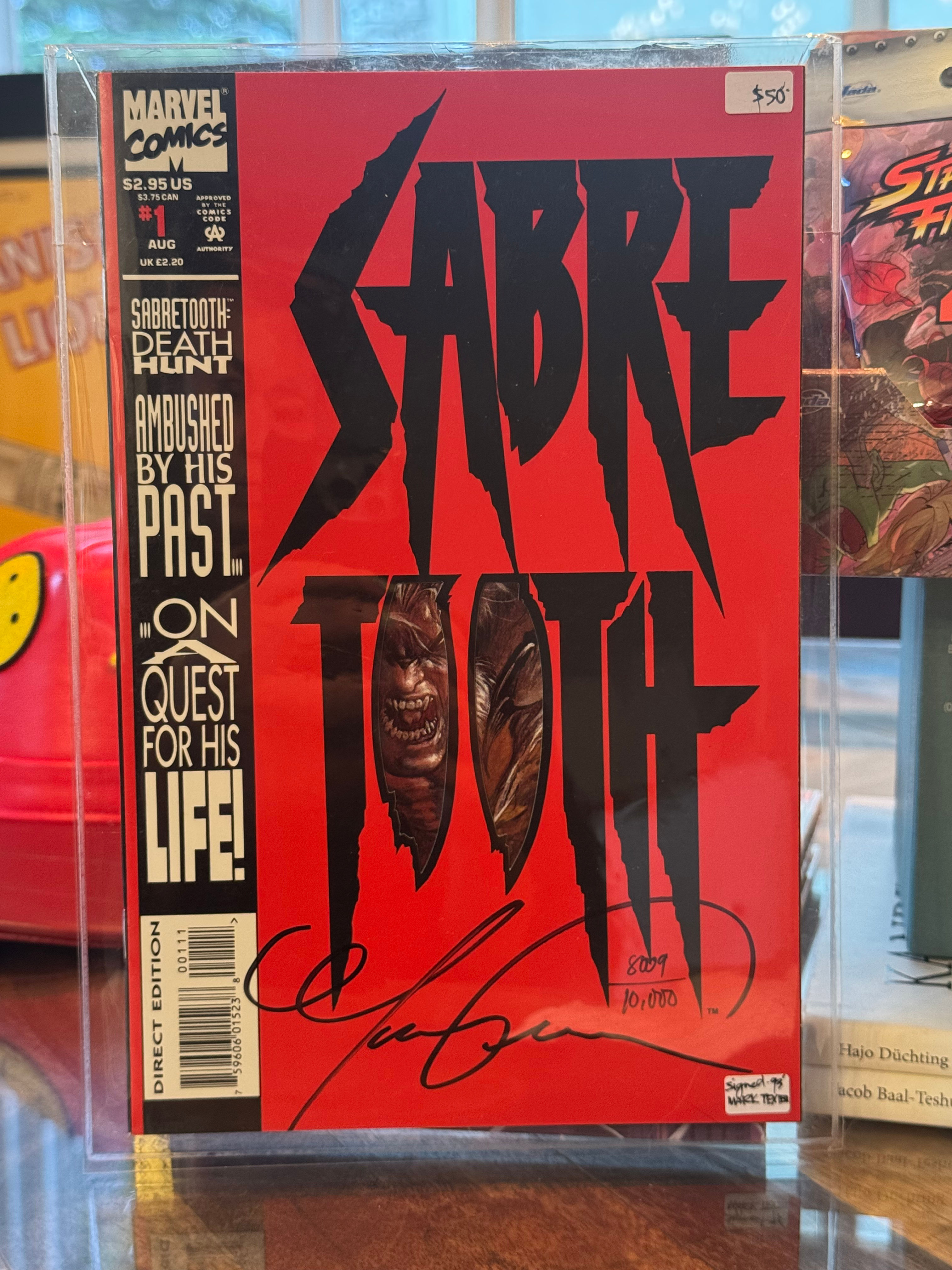 Sabretooth #1 signed by Mark TexeIra, Dynamic Forces COA -Die Cut Cover -NM