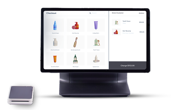 Wix’s Desktop Card Reader showing where to tap to pay.