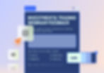 A blue investment webinar form in Wixel's survey creator interface. Floating design icons like a color palette show tools used to create survey layouts.