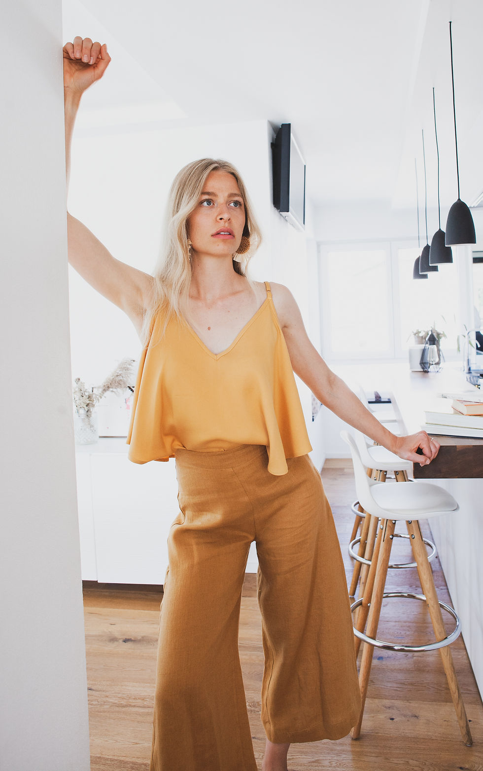 Miniaturbild: STELLA Linen Pants | Senf | Highwaist