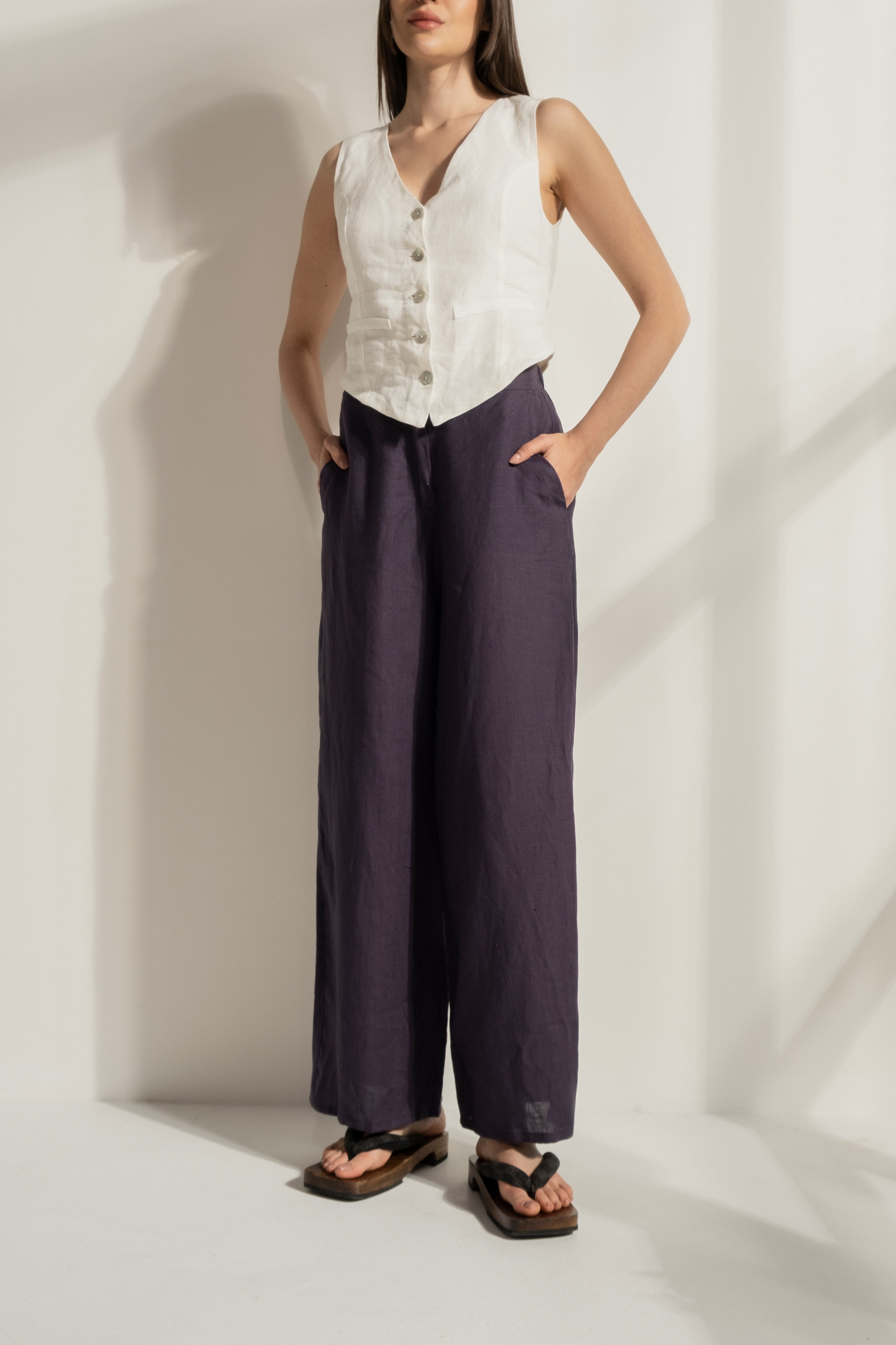 Navy Blue Linen Trousers