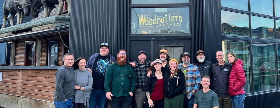 The Skagway Brewing and Woodcutter’s Brewing teams getting together for the release..