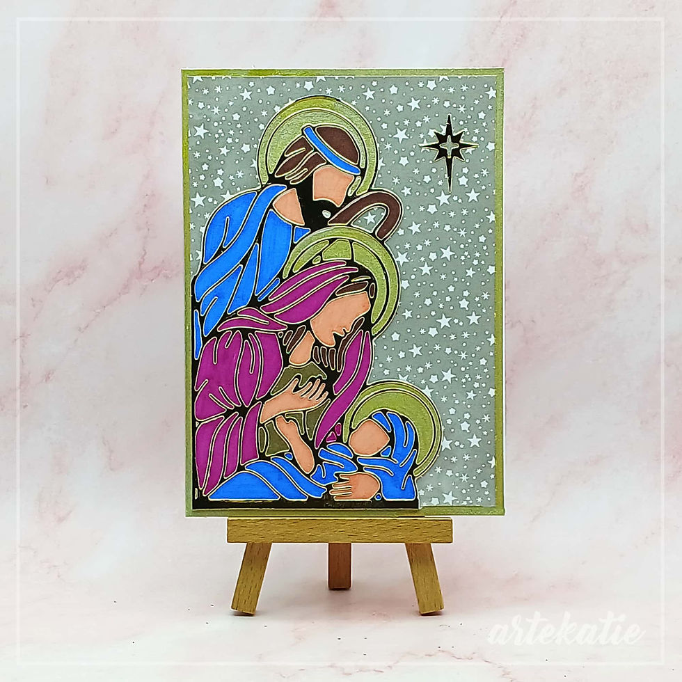 maria and Joseph stained glass handmade card img3