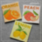 Orange, Peach, and Lemon fruit acrylic painting set of 3