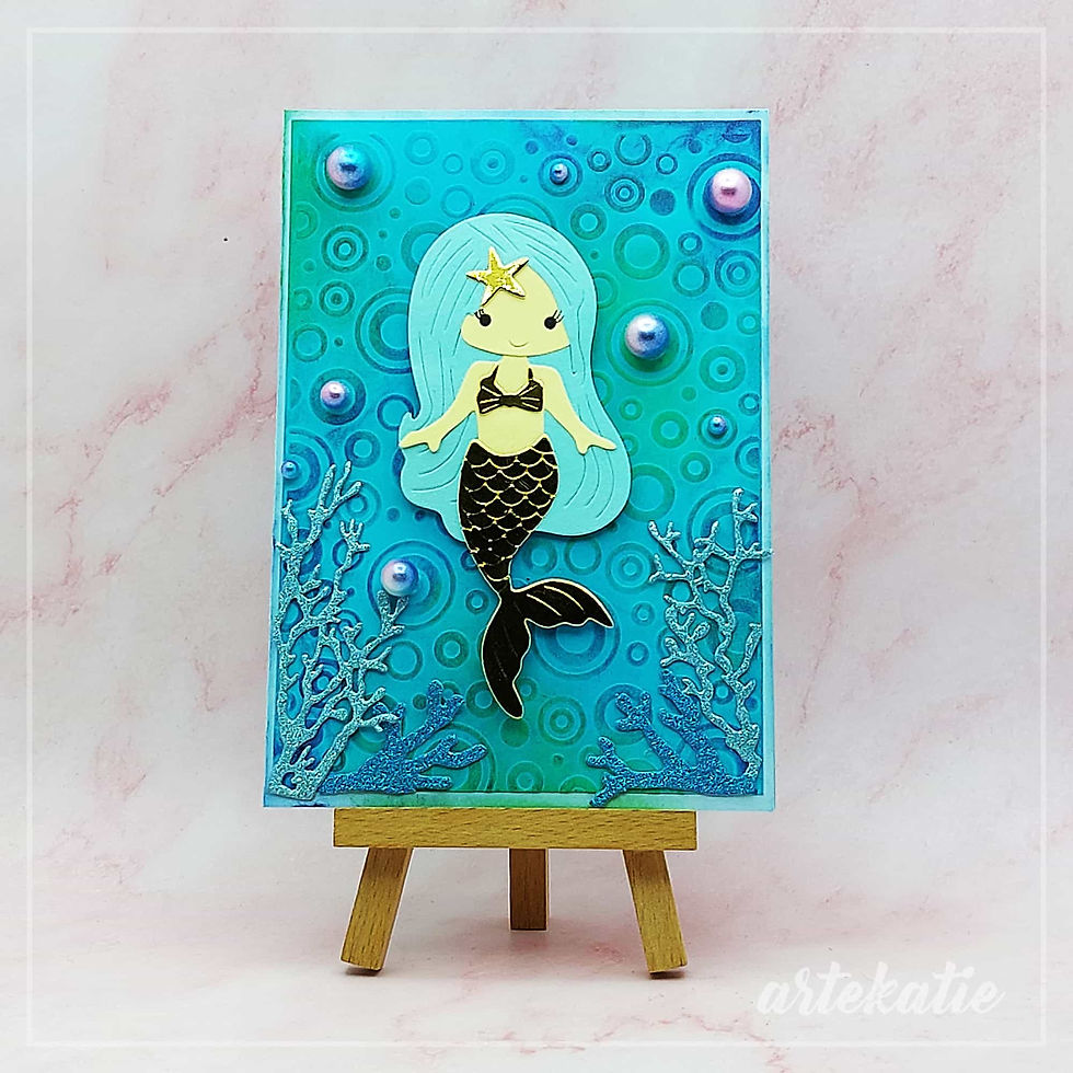 Mermaid handmade card turquoise