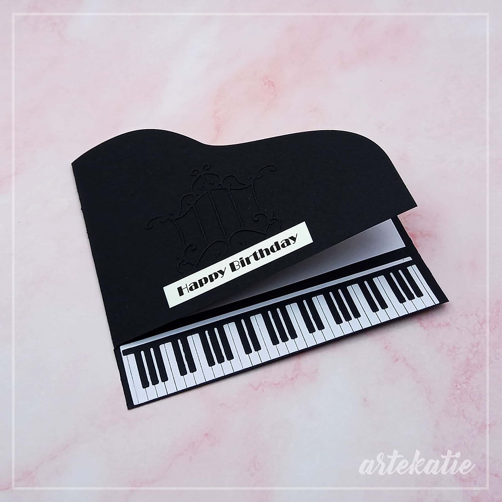 Thumbnail: Black piano shaped handmade card 2
