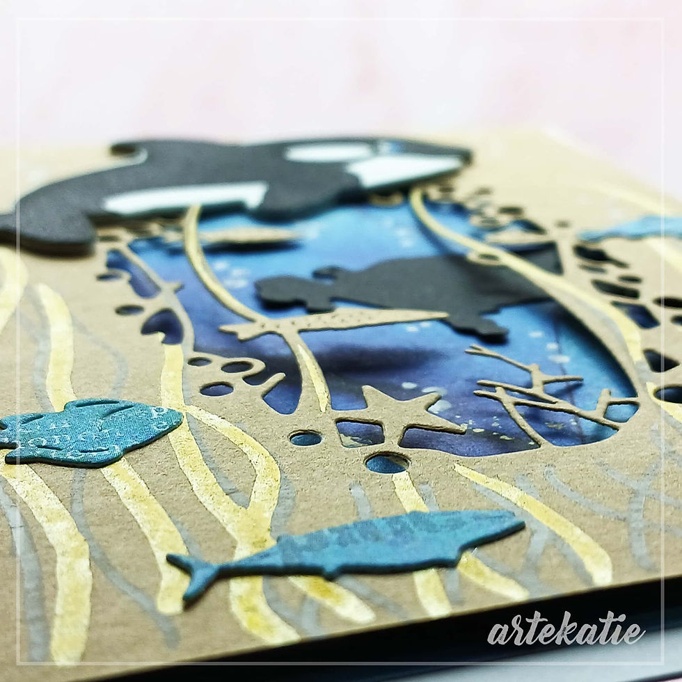 Thumbnail: handmade card scuba diver with orca img 5