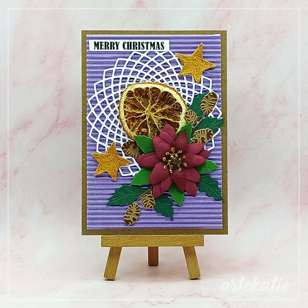 orange and poinsettia handmade christmas card
