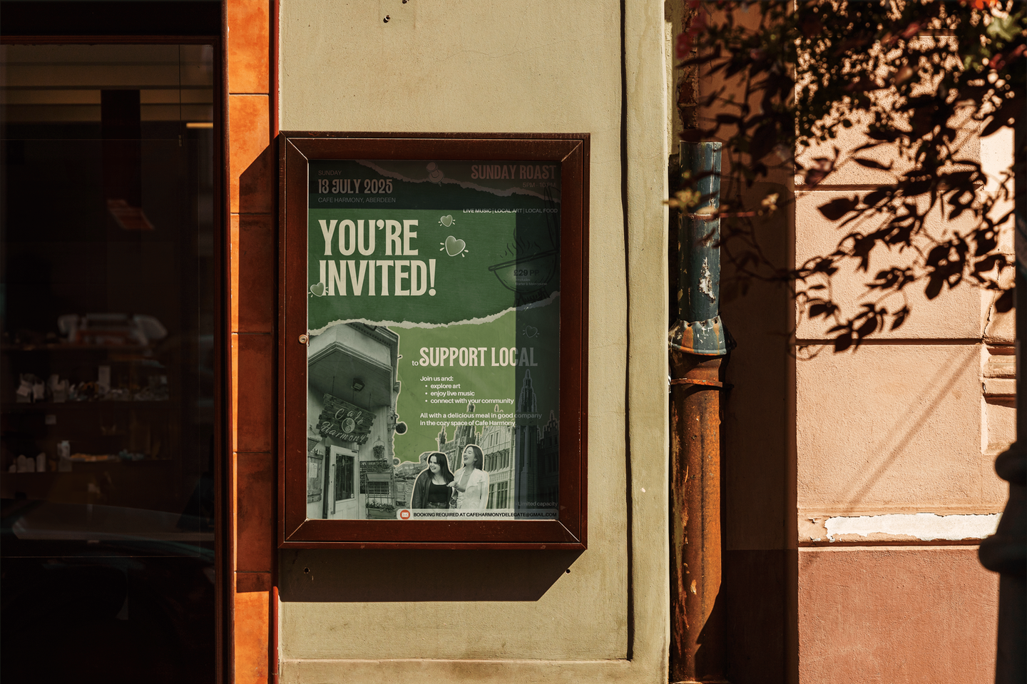 Support Local at Café Harmony - Visual Identity & Menus