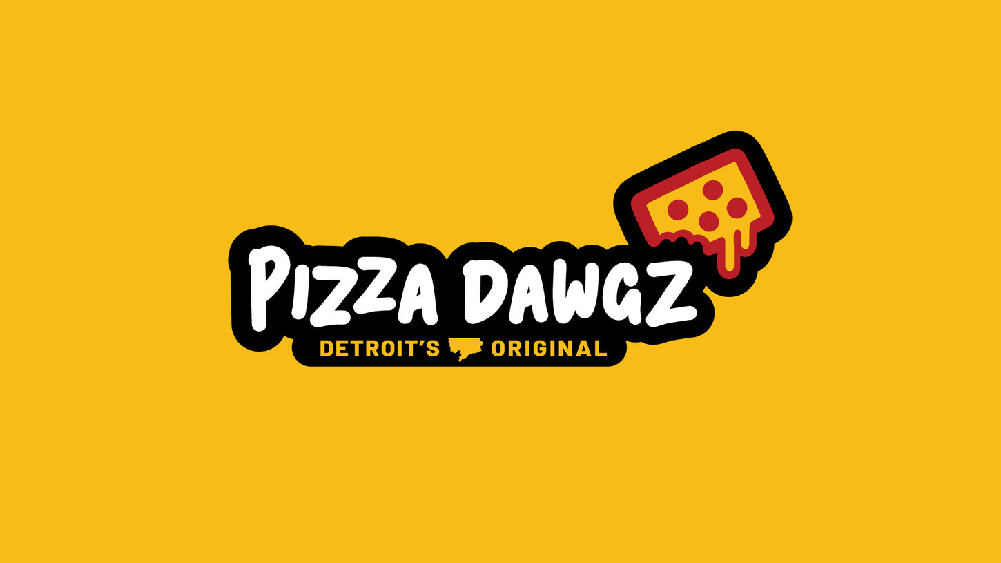 Pizza Dawgz Logo Yellow Background